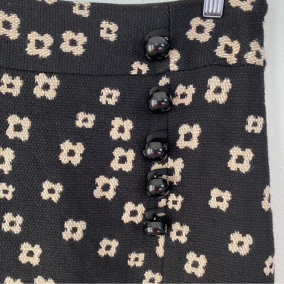Milly Of New York Wool Blend Mini Skirt Floral Print Black Beige Size 4 Lined - Picture 3 of 11